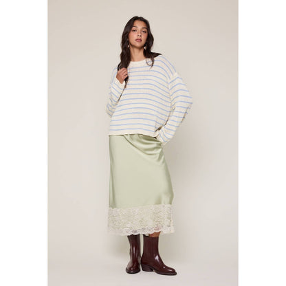 Lightweight Striped Sweater - Sky/Cream