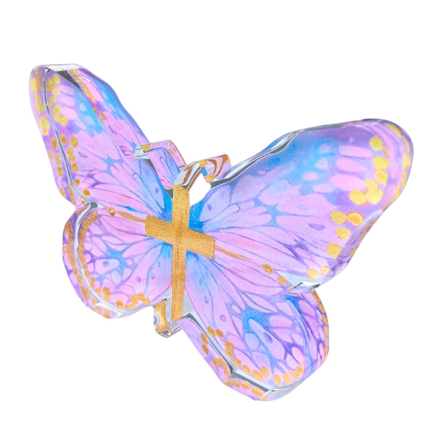 “Pink Cross Butterfly” Acrylic Shelfie: Small