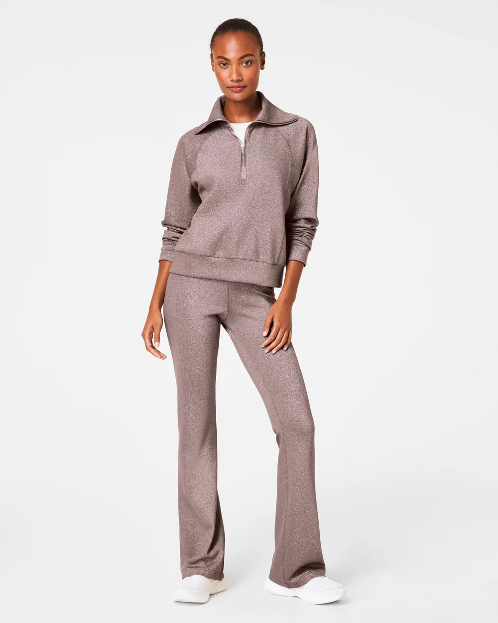 Spanx AirEssentials Half Zip Sweatshirt - Smoke Silver Shimmer