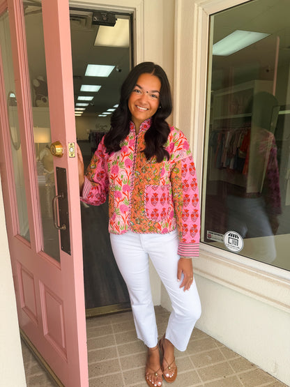 Patchwork Quilted Jacket - Pink