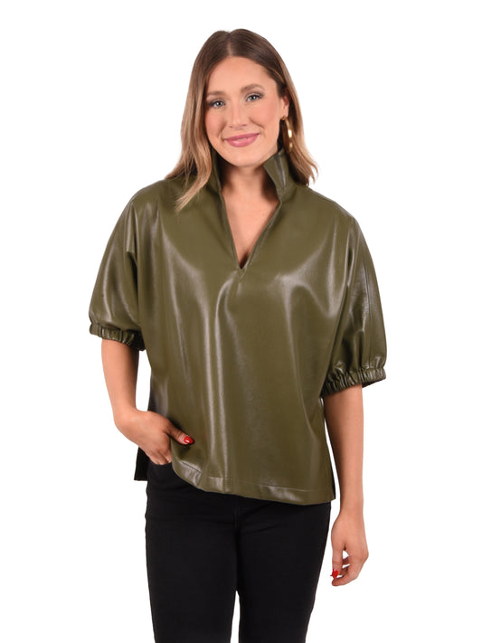 Emily McCarthy Poppy Top - Olive Night Vegan Leather