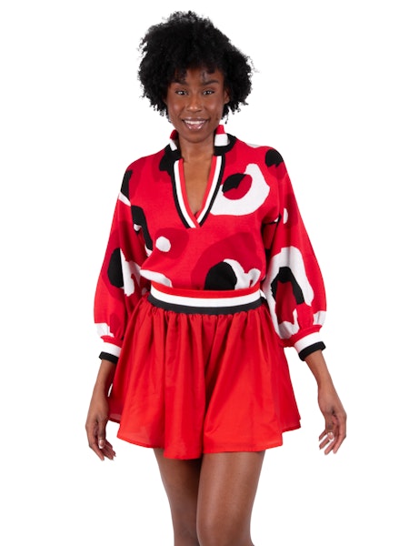 Emily McCarthy Lolli Sweater - Red Collegiate Cheetah