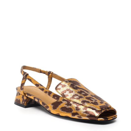 Monty Slingback Shoe - Gold Leopard