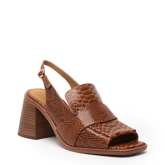 Splash Heeled Sandal - Brown Snake