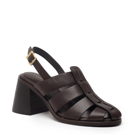 Sling Block Heel Sandal - Brown