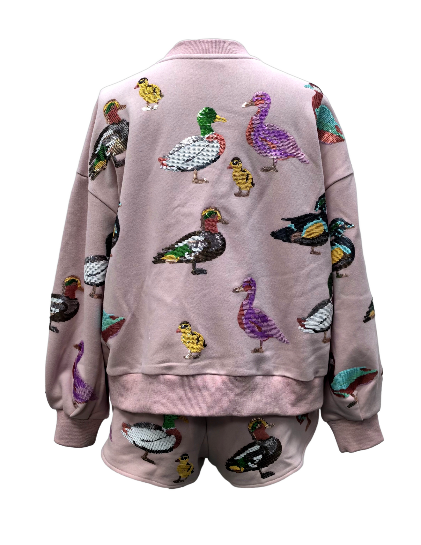 Queen of Sparkles Light Pink Scattered Duck Sweatshirt