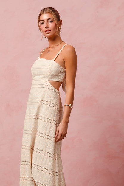 Eyelet Lace Maxi Dress - Natural