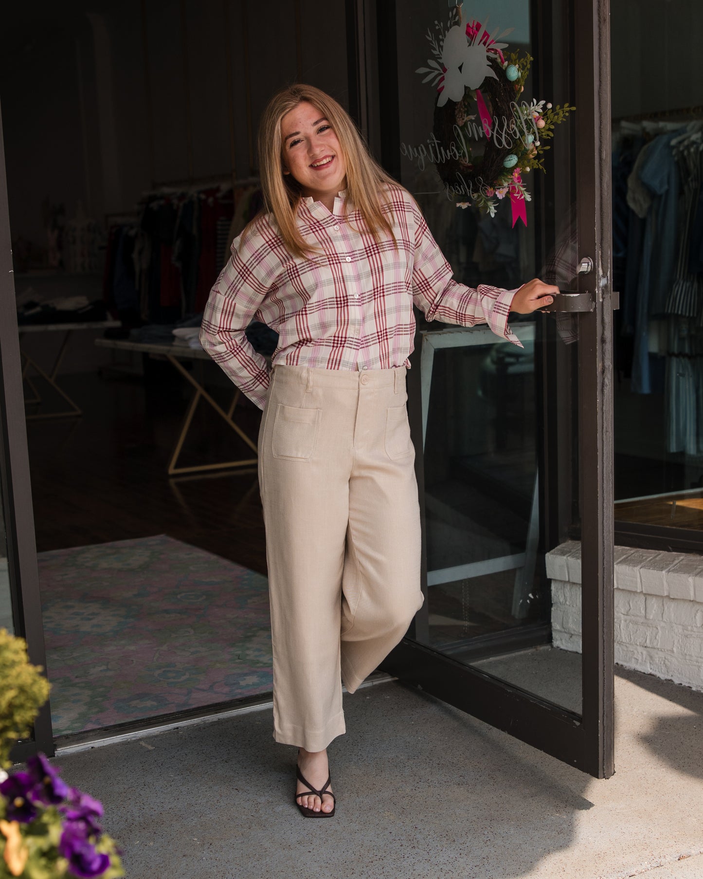 Love Plaid Shirt - Scarlet Combo