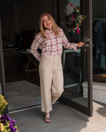 Love Plaid Shirt - Scarlet Combo