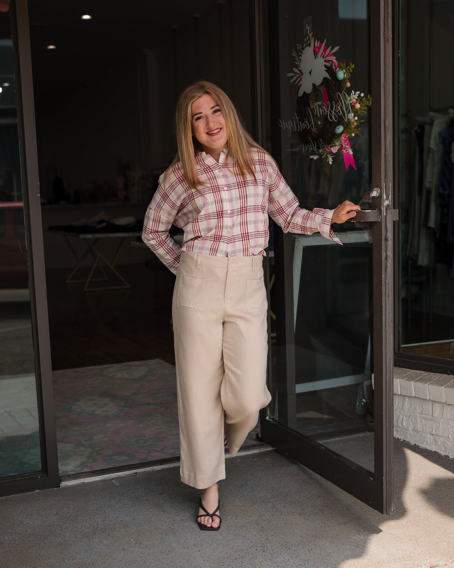 Love Plaid Shirt - Scarlet Combo