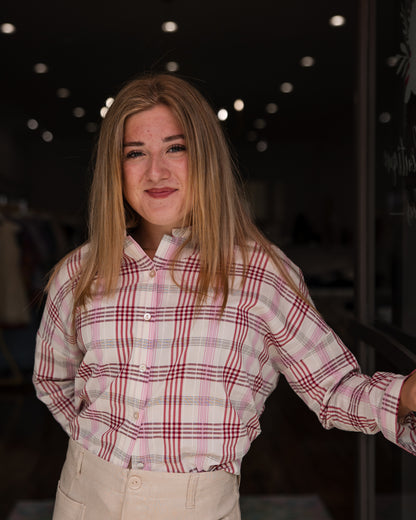 Love Plaid Shirt - Scarlet Combo