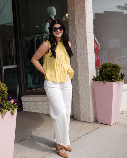 Sleeveless Ruffle Detail Top - Yellow