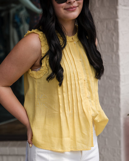 Sleeveless Ruffle Detail Top - Yellow