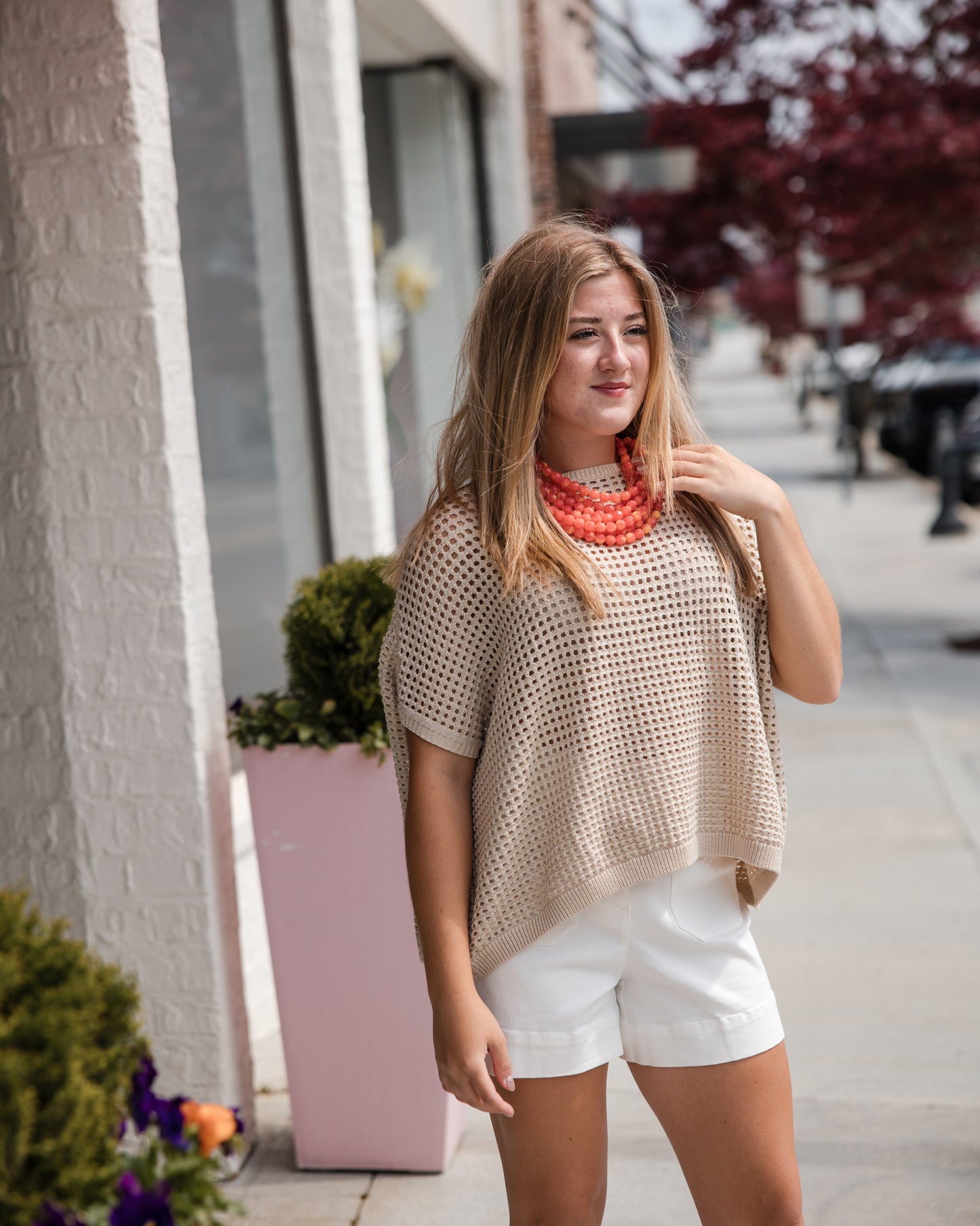 Crochet Knit Sweater Top - Gold