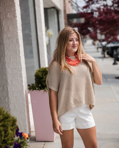 Crochet Knit Sweater Top - Gold