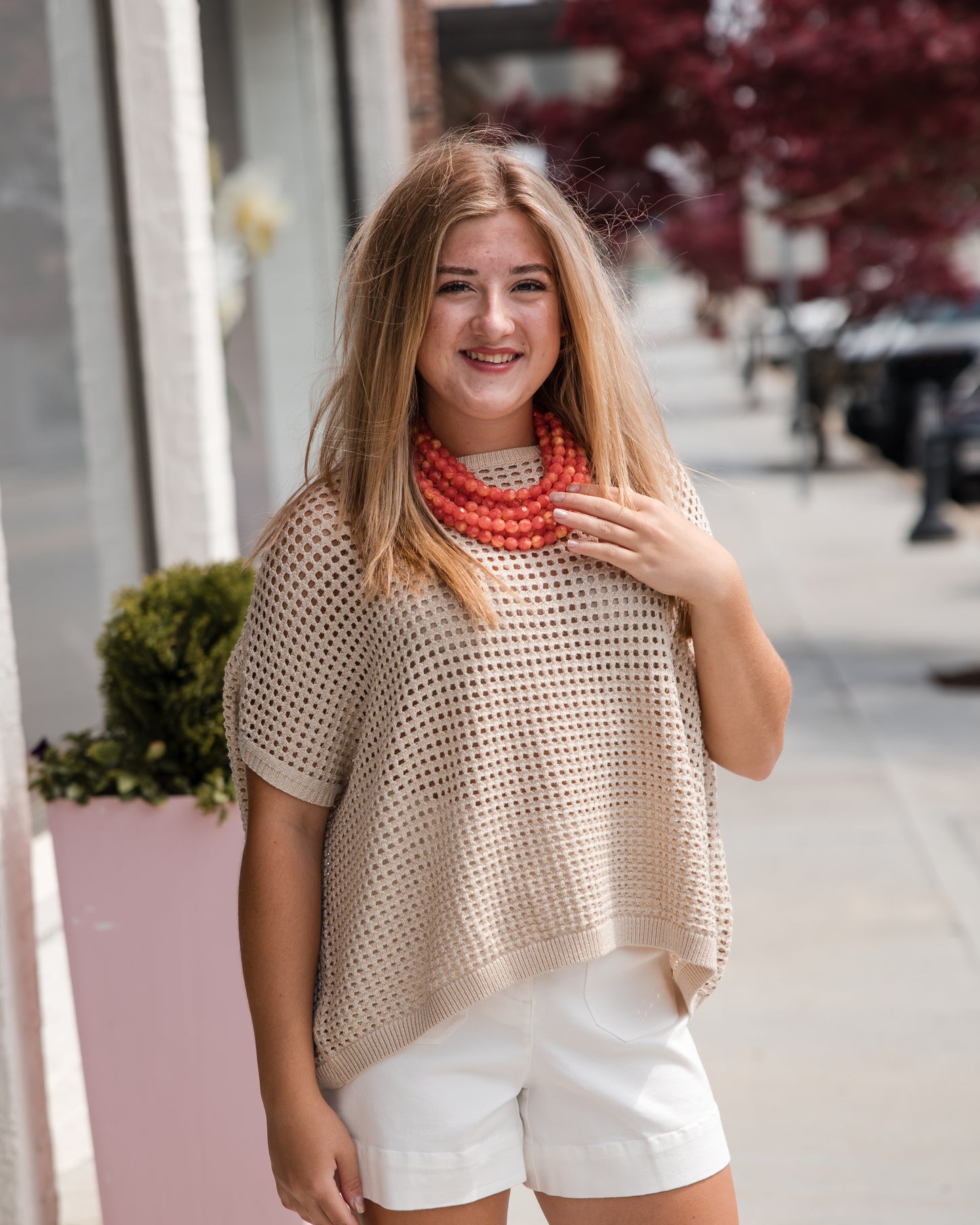 Crochet Knit Sweater Top - Gold