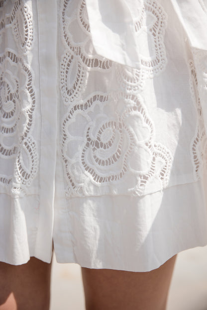 Floral Lace Dress - Off White