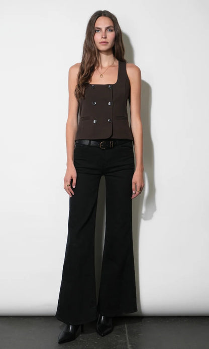 Zora Square Neck Double Breasted Vest - Cocoa
