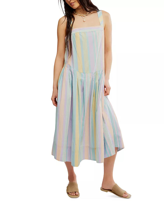 Free People Primavera Stripe Midi Dress - Pastel Combo