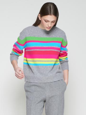 Striped Sweater - Neon Grey Multicolor