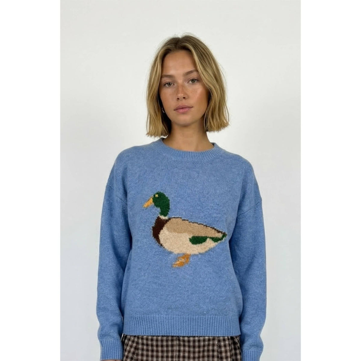 Duck Motif Sweater - Coastal Blue