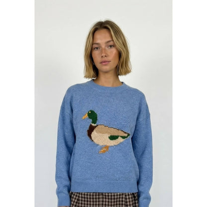 Duck Motif Sweater - Coastal Blue