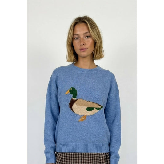 Duck Motif Sweater - Coastal Blue