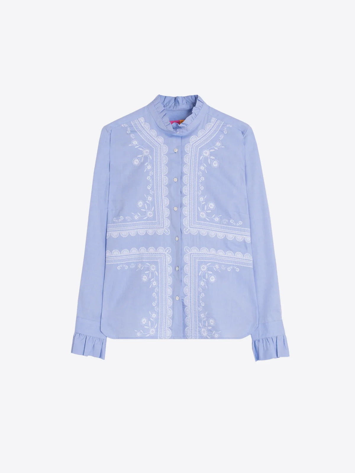 Floral Embroidered Shirt - Light Blue