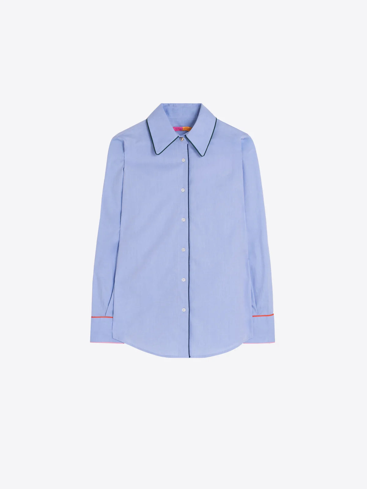 Contrast Piping Shirt - Light Sky Blue