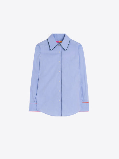 Contrast Piping Shirt - Light Sky Blue