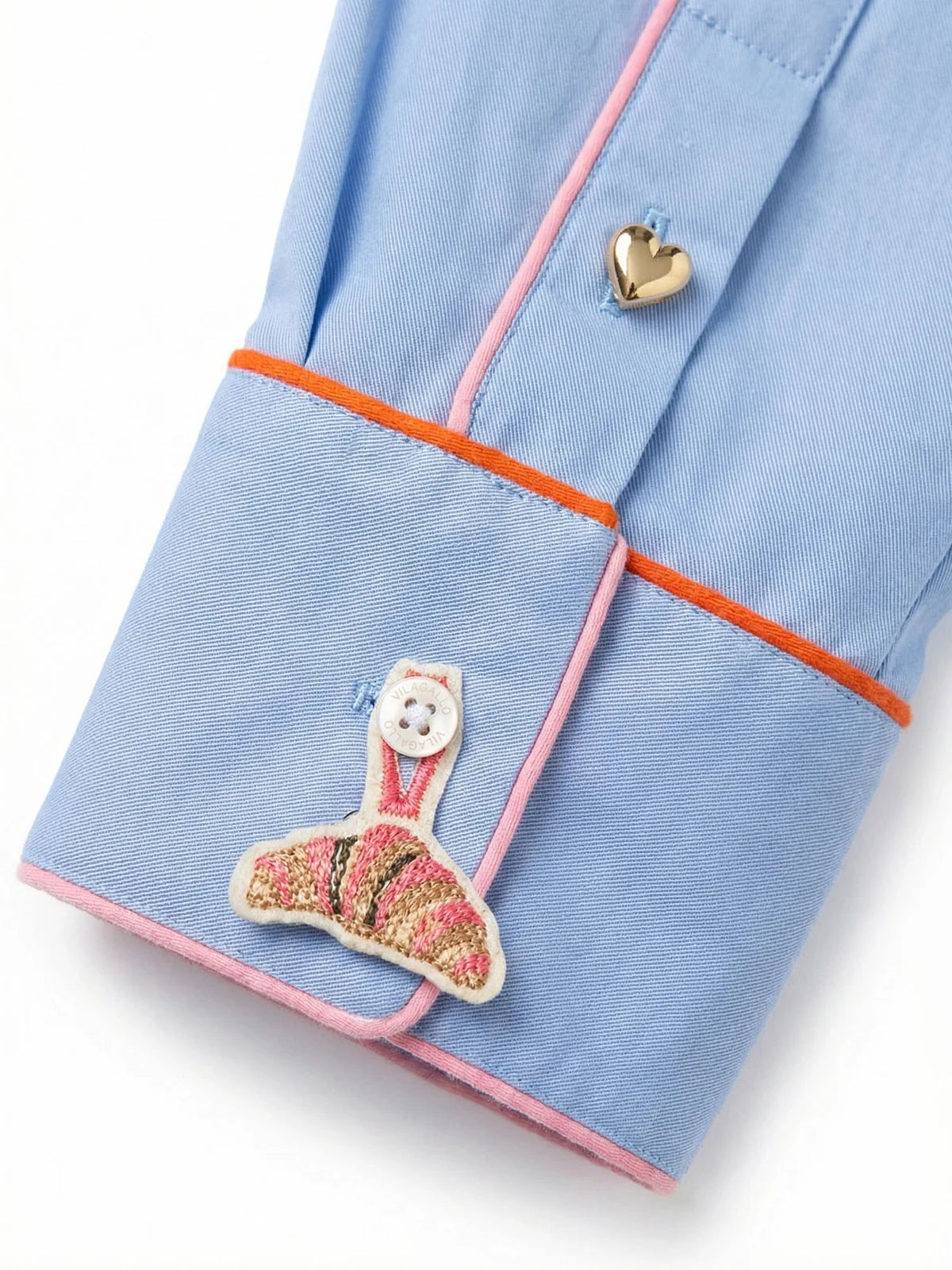 Contrast Piping Shirt - Light Sky Blue