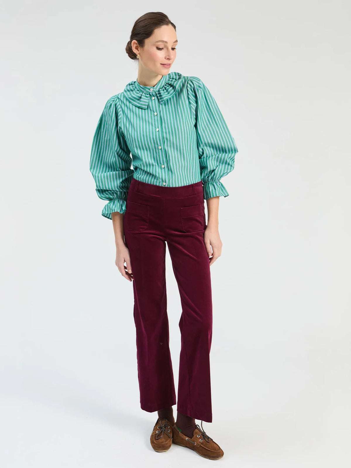 Soft Velvet Trousers - Burgundy