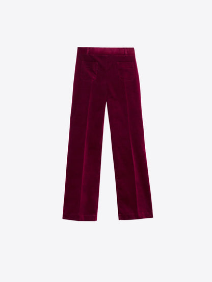 Soft Velvet Trousers - Burgundy