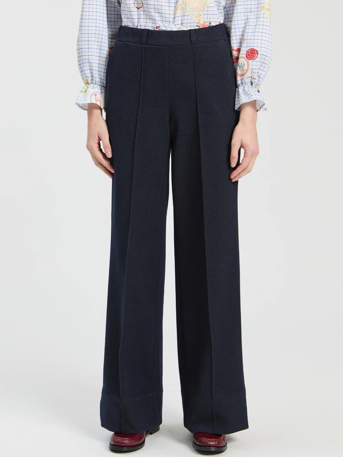 Roma Knit Straight Leg Trousers - Navy