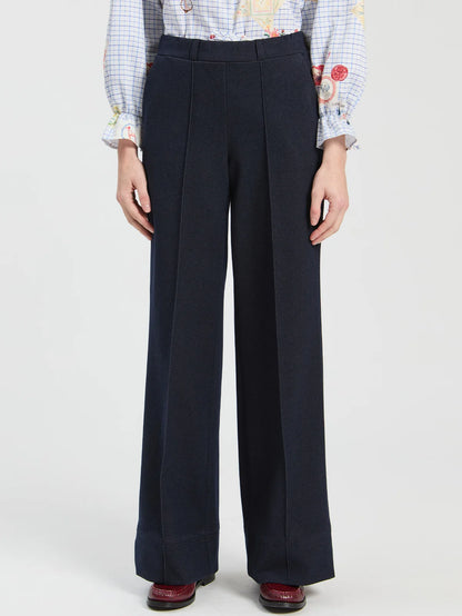 Roma Knit Straight Leg Trousers - Navy