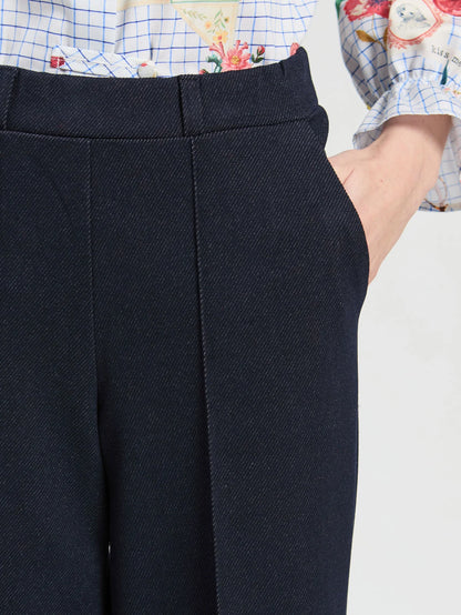 Roma Knit Straight Leg Trousers - Navy