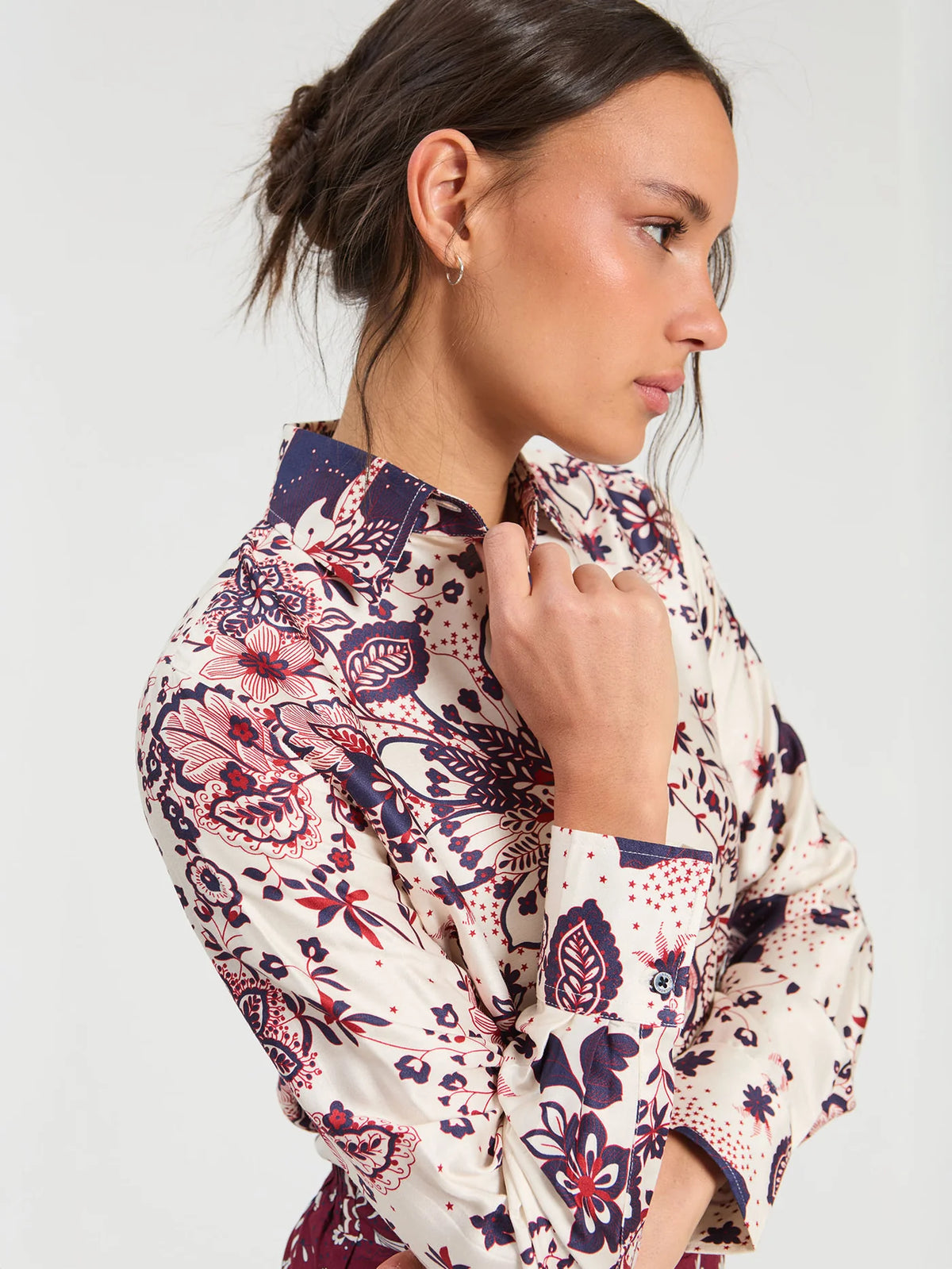 Star Flower Print Shirt - Ecru