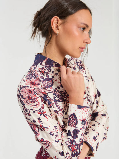 Star Flower Print Shirt - Ecru
