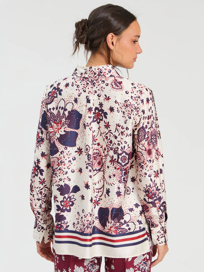 Star Flower Print Shirt - Ecru