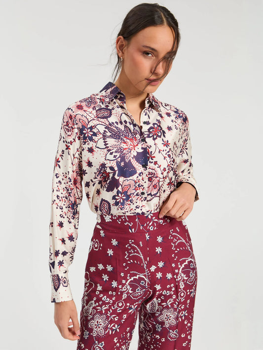 Star Flower Print Shirt - Ecru
