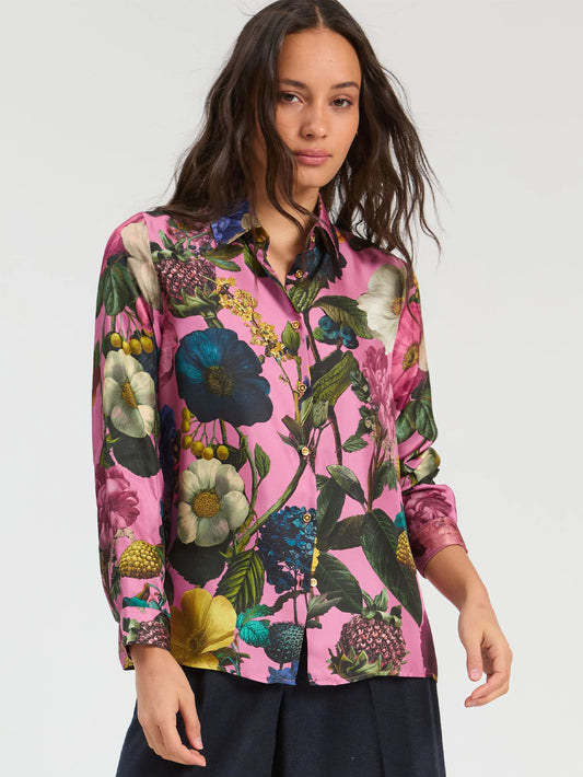 Floral Silk Shirt - Pink