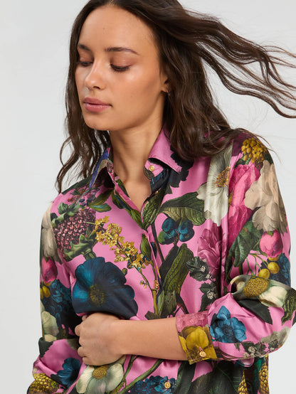 Floral Silk Shirt - Pink