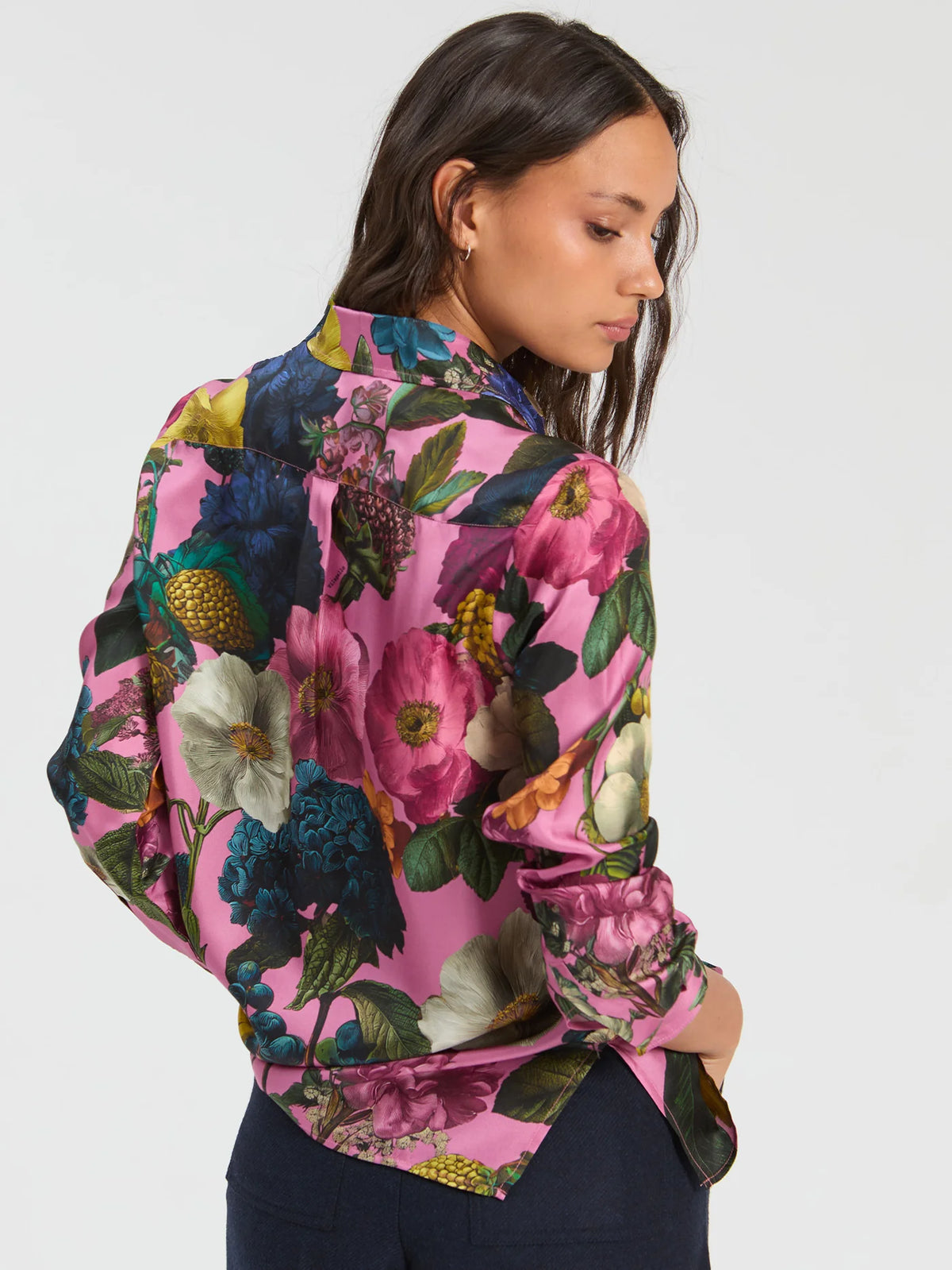 Floral Silk Shirt - Pink