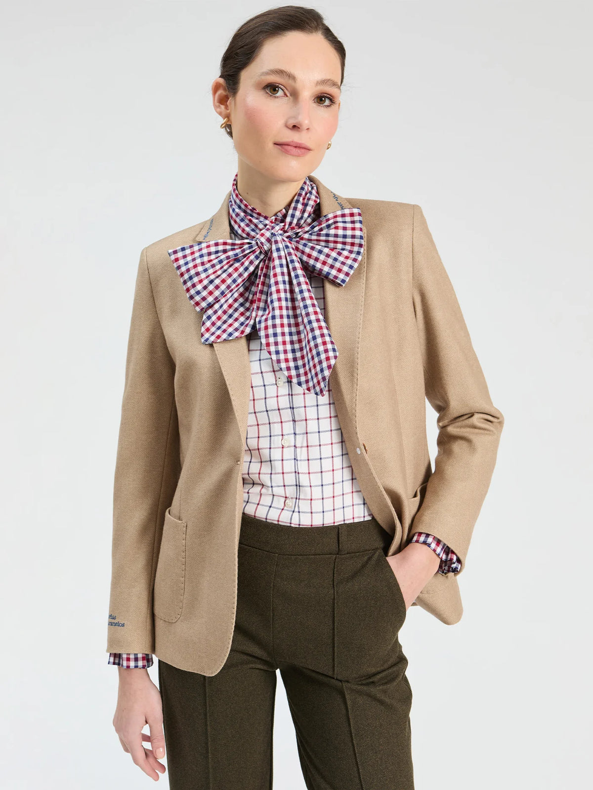 Herringbone Blazer - Camel Beige