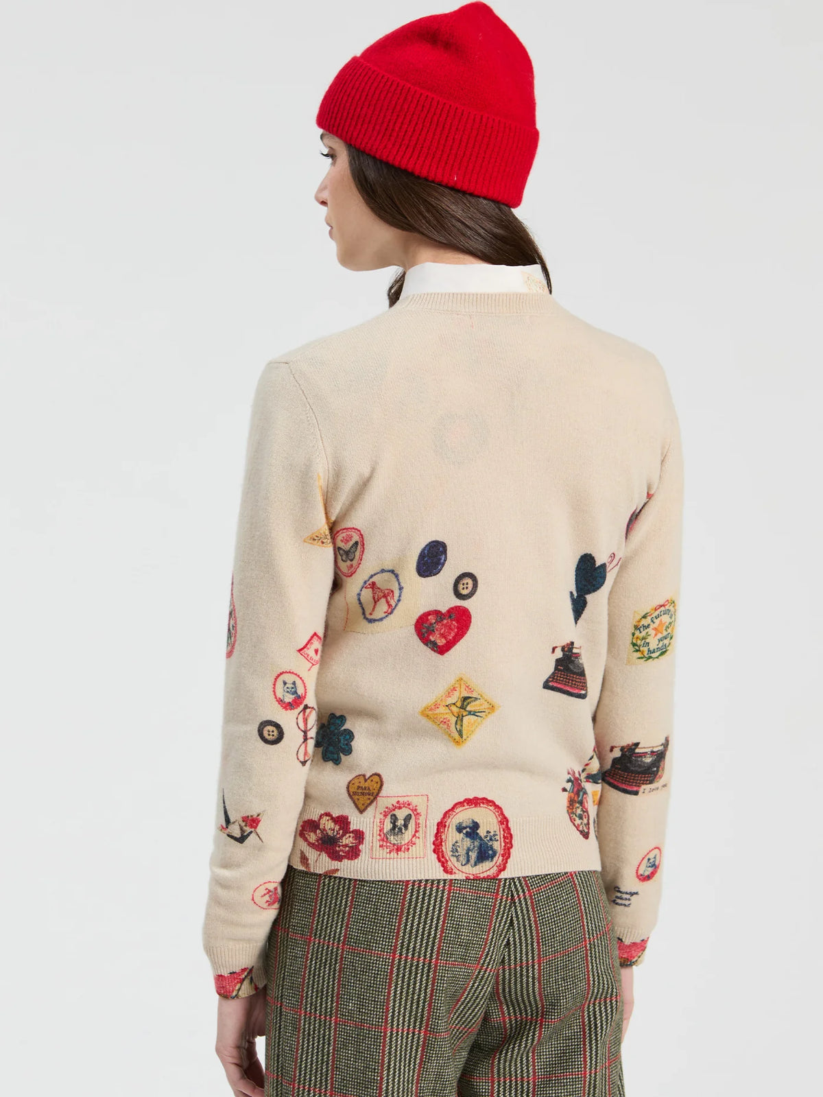 Vintage Pattern Love Jersey Sweater - Beige
