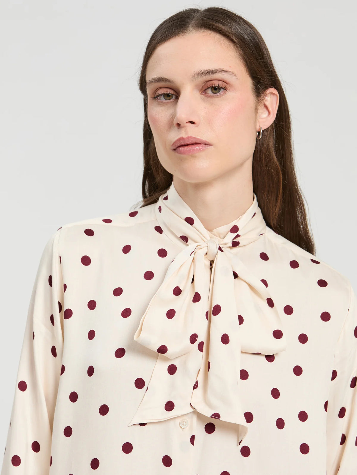 Polka Dot Shirt - White/Bordeaux Red