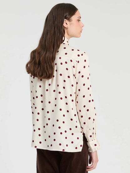 Polka Dot Shirt - White/Bordeaux Red