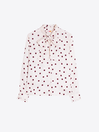 Polka Dot Shirt - White/Bordeaux Red