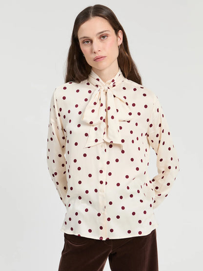 Polka Dot Shirt - White/Bordeaux Red