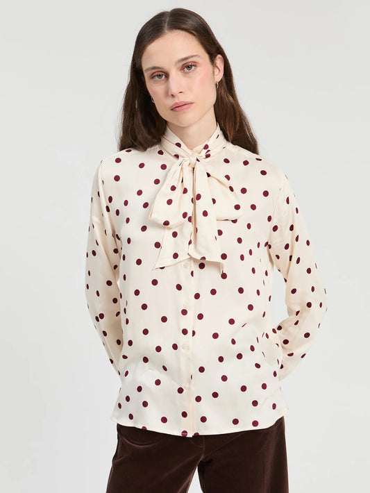 Polka Dot Shirt - White/Bordeaux Red